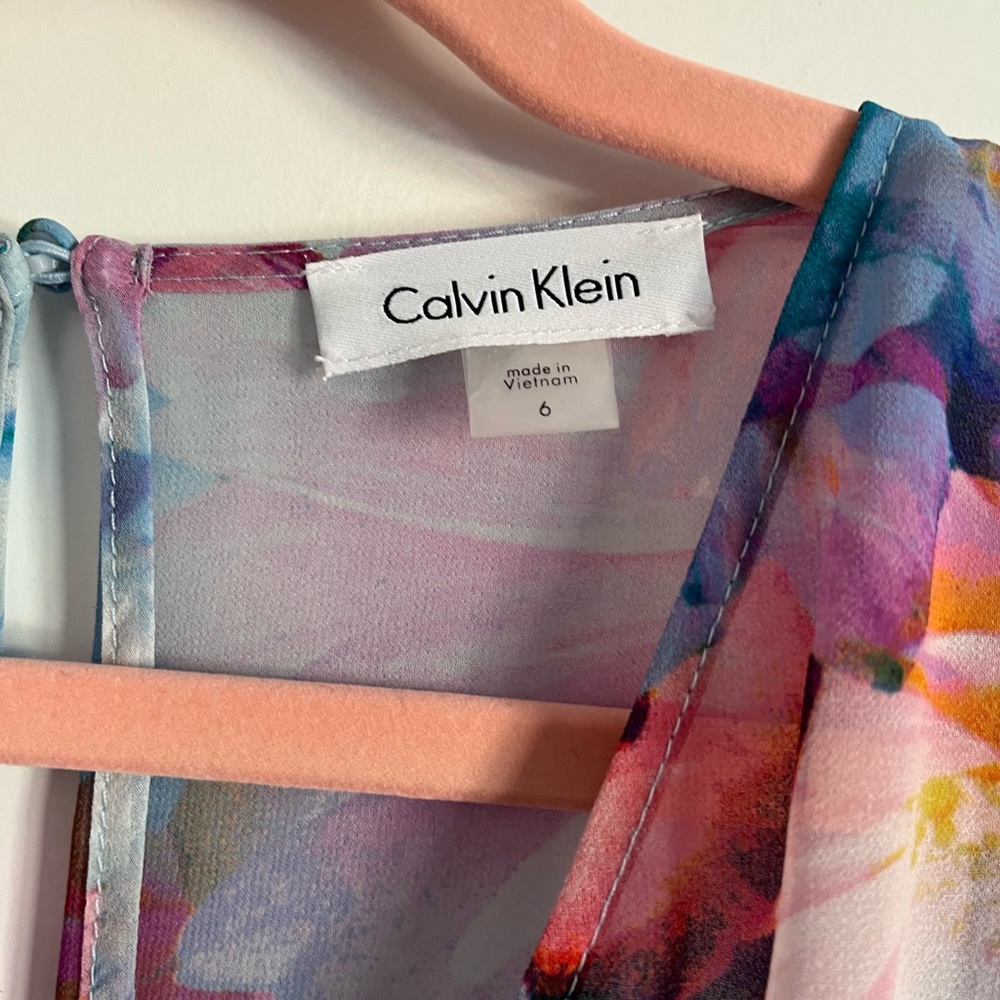 NWT Calvin Klein Floral Watercolor Sleeveless Dress Size 6 - Picture 4 of 13